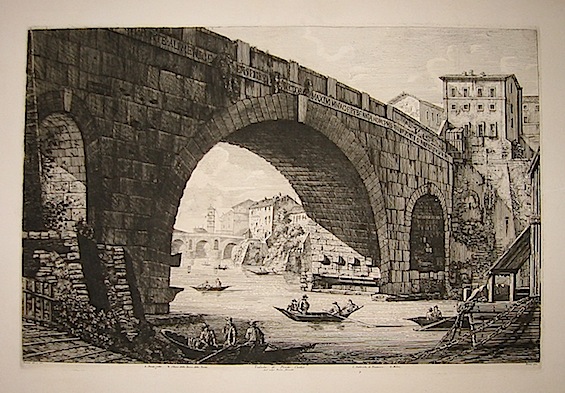 Rossini Luigi (1790-1875) Veduta di Ponte Cestio dal volgo Ponte ferrato 1822 Roma